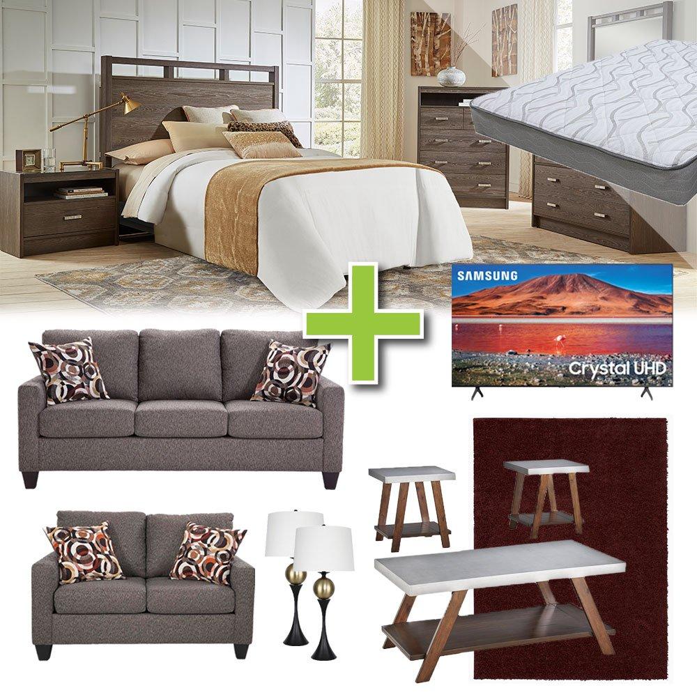 Rent to Own Ideaitalia 4 Piece Queen Tobak Bedroom Set w/ Mattress, 2